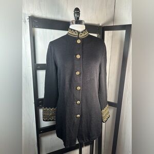 St. John Black Jacket with Gold Accents GLAM ROCK!
